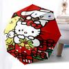1pc Hello Kitty Christmas Edition Automatic Opening/Closing Umbrella with Festive Bow Design - Portable Three-Fold Iron Frame Outdoor Umbrella for Fan