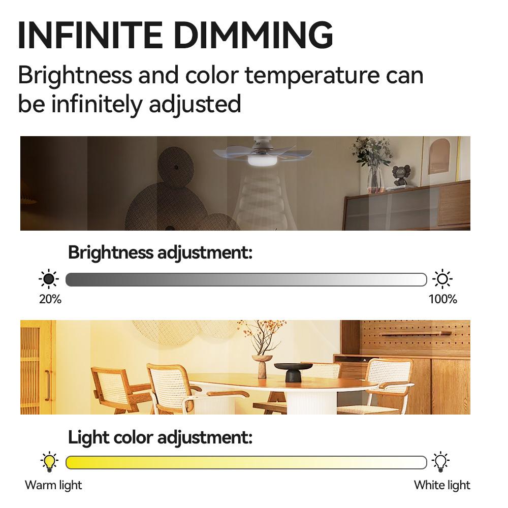 Modern LED Ceiling Fan Light E27 Remote Control 3 Colors Changeable Indoor Home Decoration Bedroom LED Fan Light