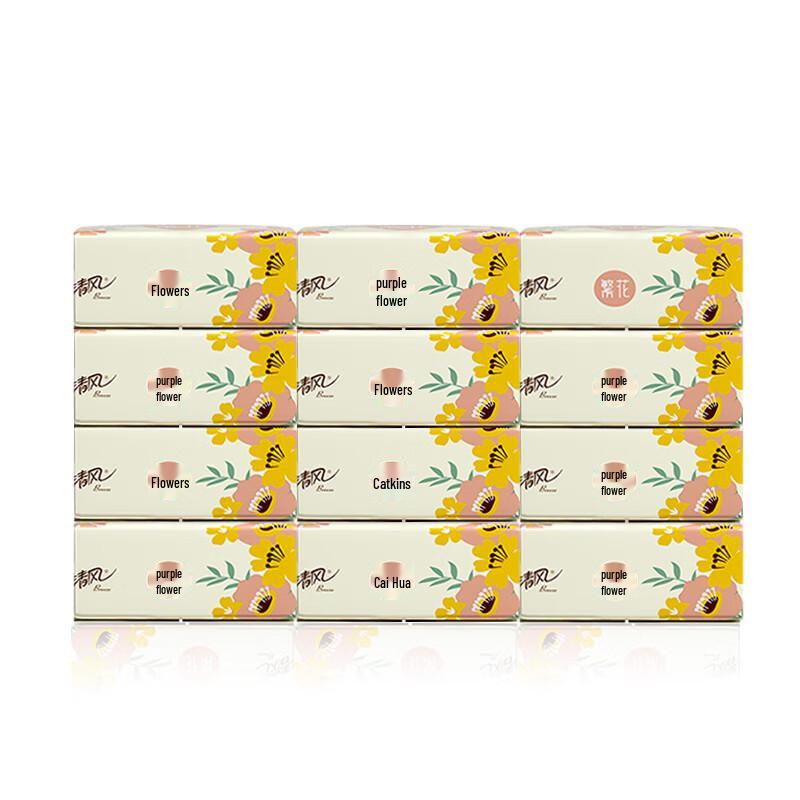 Qingfeng Floral Series 4-Ply Soft Facial Tissues