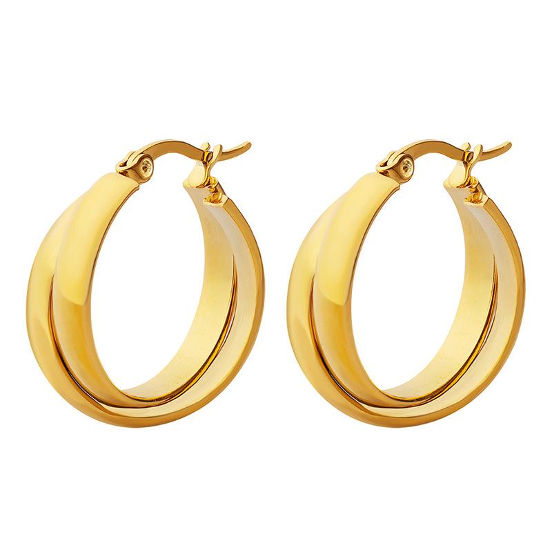 

Ins Cold Wind Hong Kong Style Temperament Double Spell U Shape Earrings Titanium Steel Plated 18k Gold Personalized Earrings Women 2026