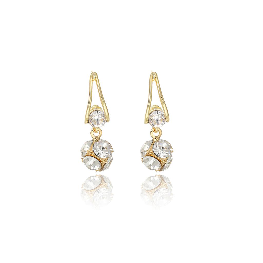 Temperament Light Luxury High-End Diamond Earrings, Simple Niche Design Geometric Round Earrings Women