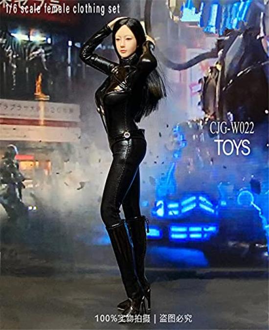 Figure Beautiful Woman Sexy Black Leather Clothes and One Piece Full Body Underwear Set Head and Shoes Not [TOYBARJAPAN] 1/6 Accessories/CJG-W022