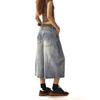 Women Baggy Wide Leg Denim Culottes Vintage Washed Loose Cropped Jeans