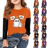 Children's Halloween Printed Long Sleeve Round Neck Casual Base Layer Shirt for Boys and Girls