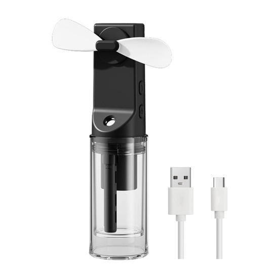 Handheld Spray Fan with Powerful Motor Strong Airflow 4 Speeds Low Noise Rechargeable Personal Small Pocket Fan