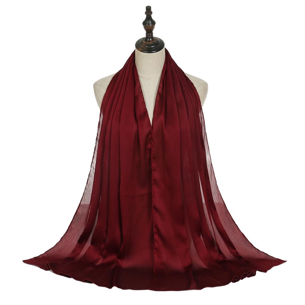 New Arrival Crinkle Satin Chiffon Hijab Scarf Plain Shawls Wrinkle Scarves Women Muslim Turban Solid Color Headscarf 36 Colors