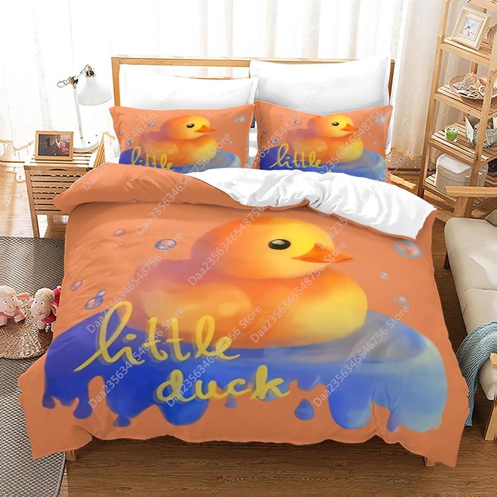 Comforter New Yellow Duck Bedding Set Single Twin Full Queen King Size Little Duck Bed Set Aldult Kid Bedroom Duvet Sets 3D Print 015