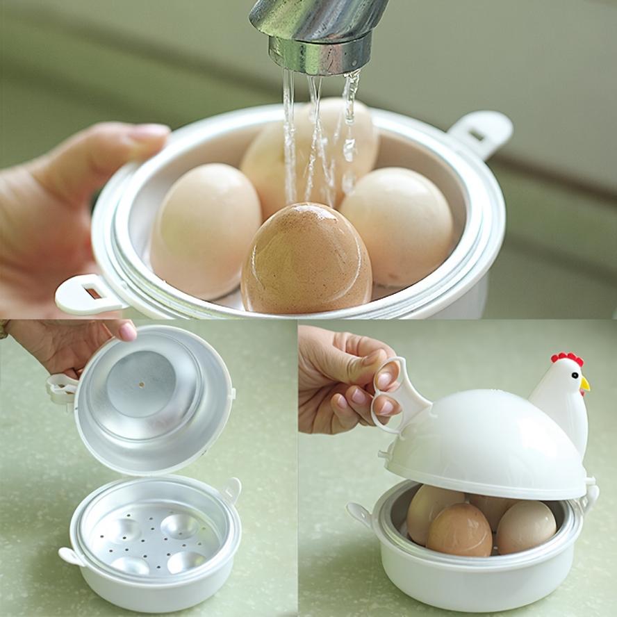 1 Pezzo Creativo Contenitore per Uova al Vapore per Colazione al Microonde Semplice e Veloce Stampo per Bollire le Uova 4 Macchine per Bollire le Uova