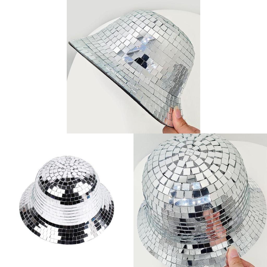 Discobuckethat Glitter Glass Sequin Fisherman Hat With Sun Protection For Nightclub And Party