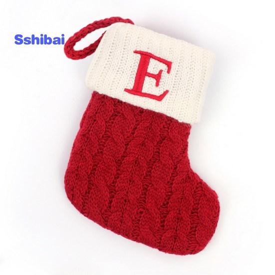 Christmas Sock Ornament with Lanyard Large Capacity Rich Color Classic Letter Design Stocking Hanging Decoration