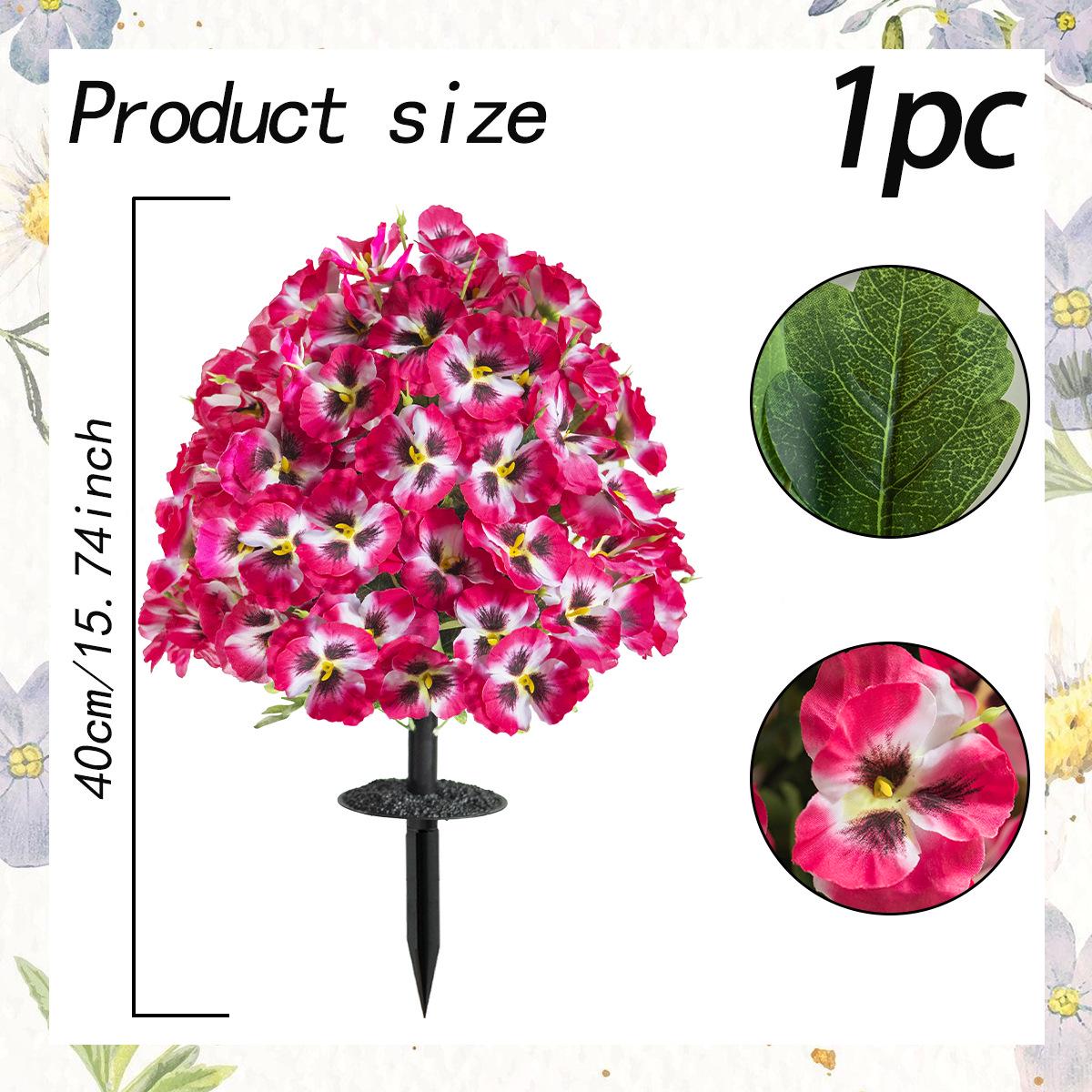 Искусственный цветок анютины глазки, бабочка, садовый кол для наружного украшения