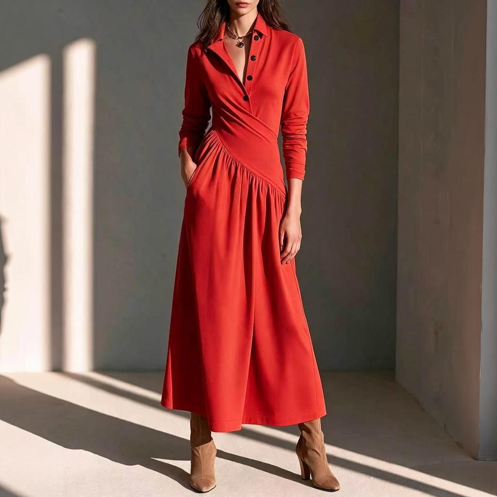 Women's Color Elegant Long Maxi Dress for Commute and Casual Everyday Wear