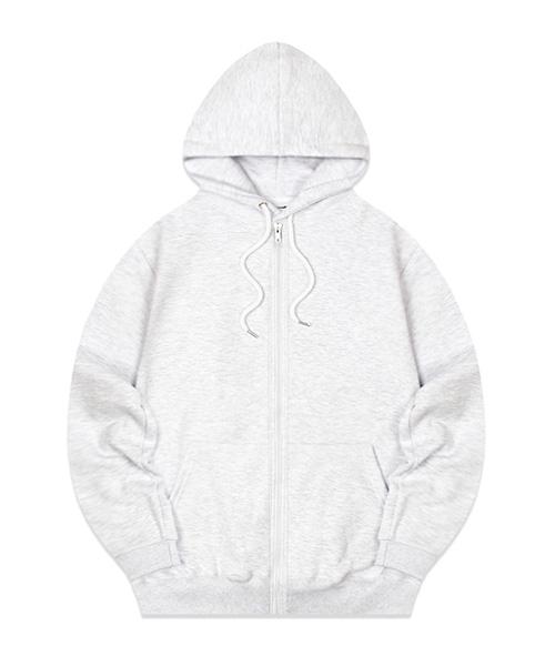 Randomoff Basic Line Zip-Up Hoodie [White Melange]
