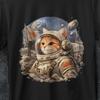 Koszulkka z kotem astronautą, Japońska koszulka z kotem, Koszulka z kotem w kosmosie, Japońska koszulka Retro z kotem, Koszulka Vintage, Koszulka z kotem astronautą, Koszulka z kotem i księżycem