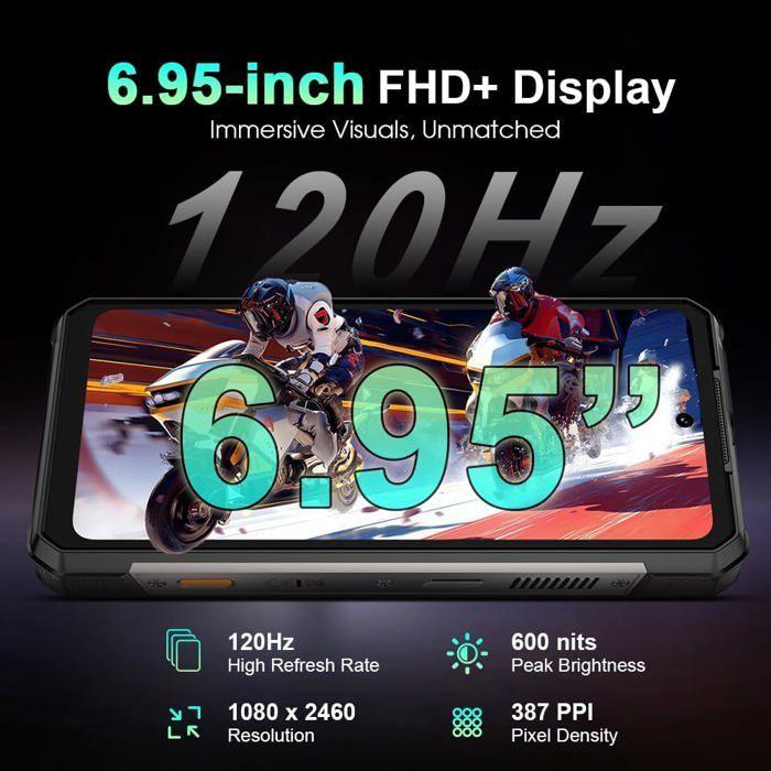 Smartphone Robuste 5G Ulefone Armor 34 Pro Android 15 32+512Go 6,95" FHD+ 25500mAh Téléphone Portable Incassable Dural SIM/NFC Noir