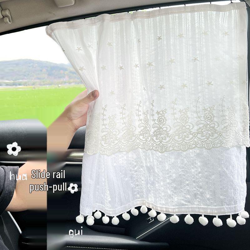 Sliding Rail Car Sunshade Curtain for Baby and Stroller Side Windows - Interior Sun Protection