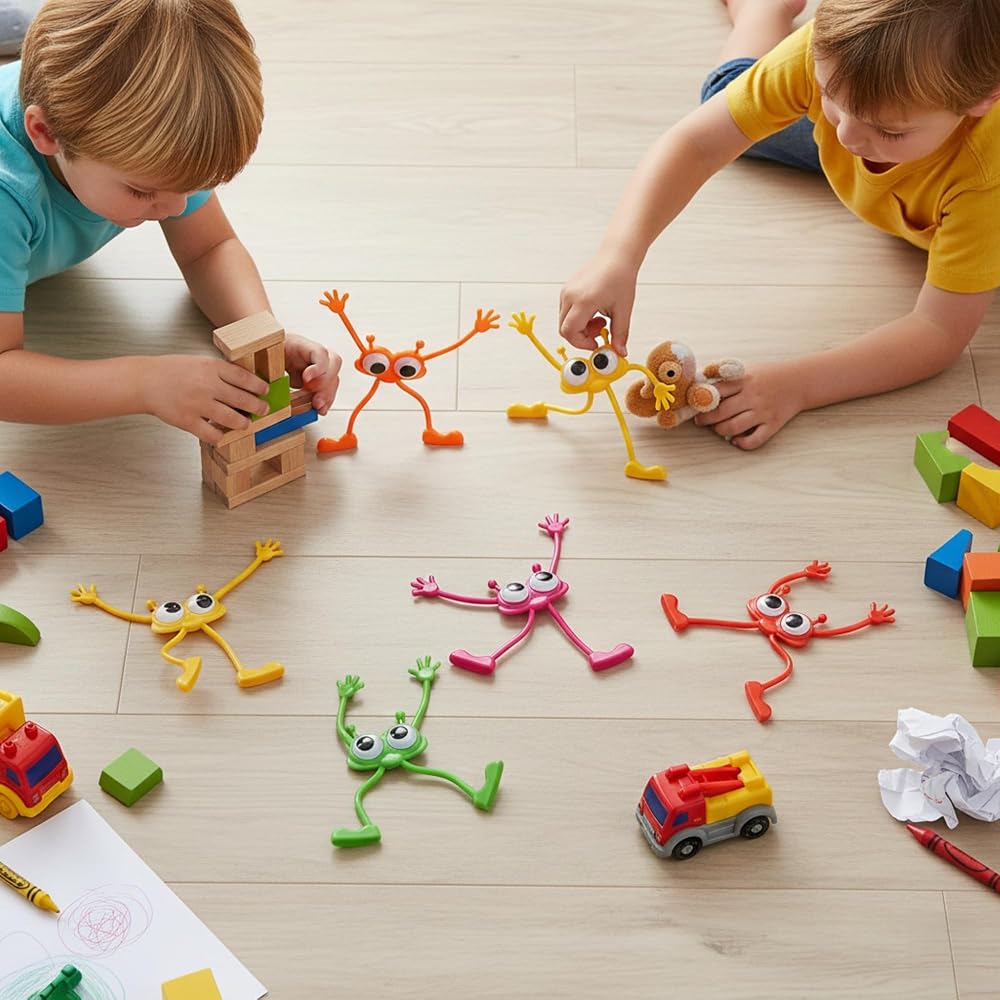 Fun Express Google Eye Bendable Character Toy 12 Pieces Flexible Action Figures