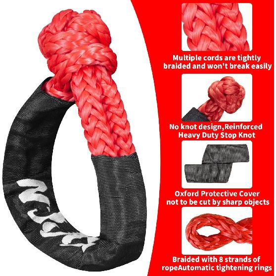 Soft Shackle,Synthetic Soft Shackle 0.8" X 24" Light Weight (56,000 LBS Breaking Strength) With Extra Sleeves For ATV Sailing SUV Off Road Towing