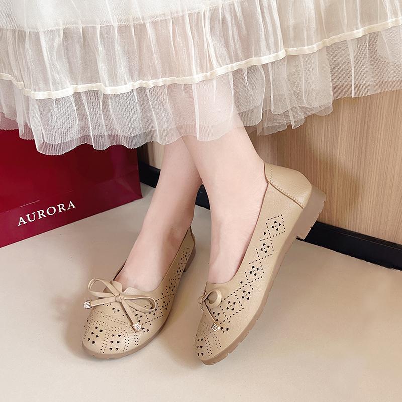 New Style Popular Elegant Bowknot Round Toe Women's Flat Comfortable Slip-On Ladies Ballerina Single Mules Shoes Zapatos Mujer