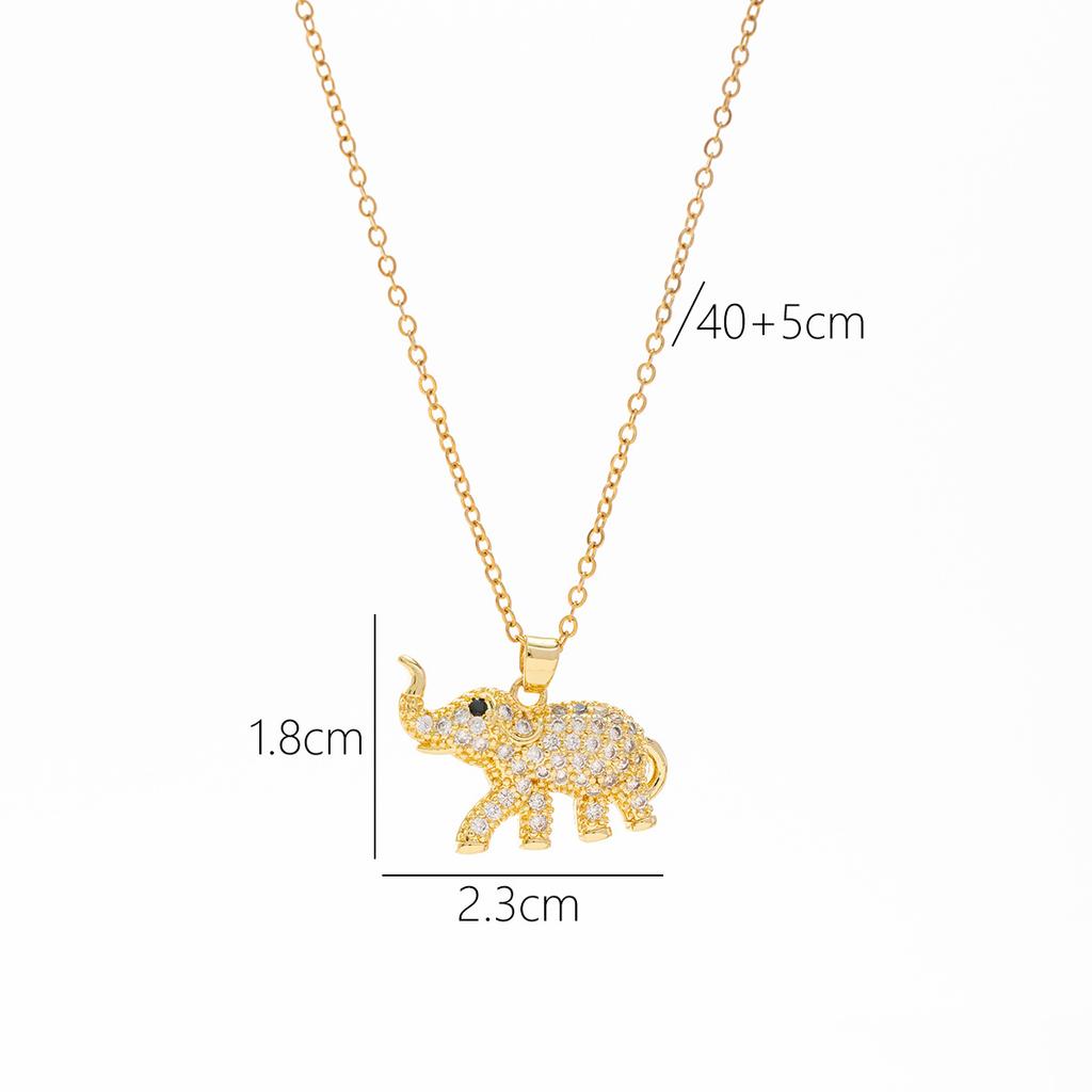 Micro-Set Zircon Elephant Pendant Necklace Titanium Steel Women's Fashion Versatile Minimalist Collarbone Chain Jewelry