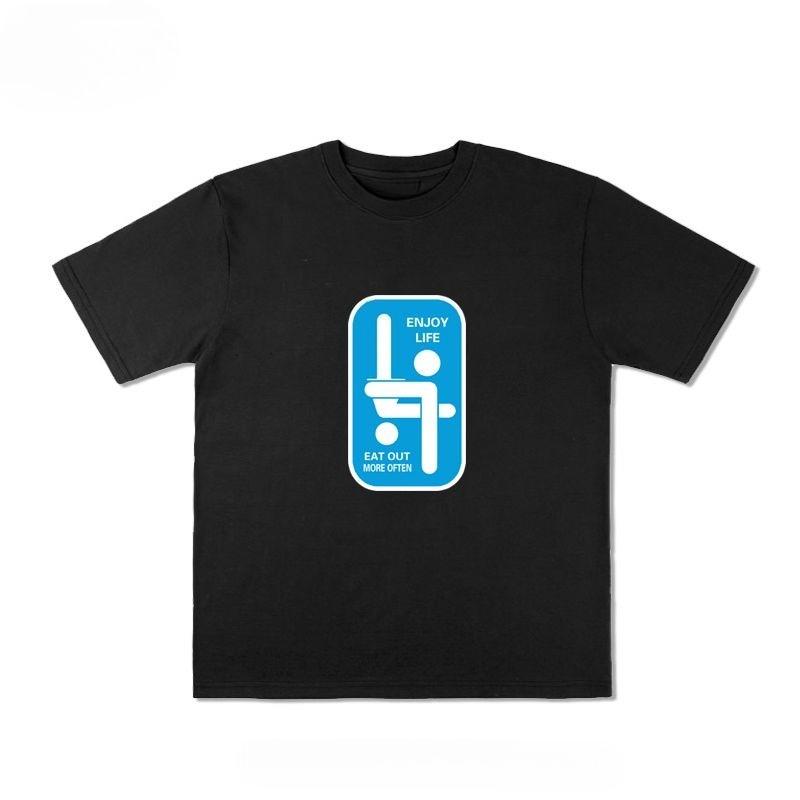 

Enjoy Life Fun English Short-sleeved T-shirt Summer Pure Cotton Half-sleeved Parody Trendy and Niche Men and Women 4XL