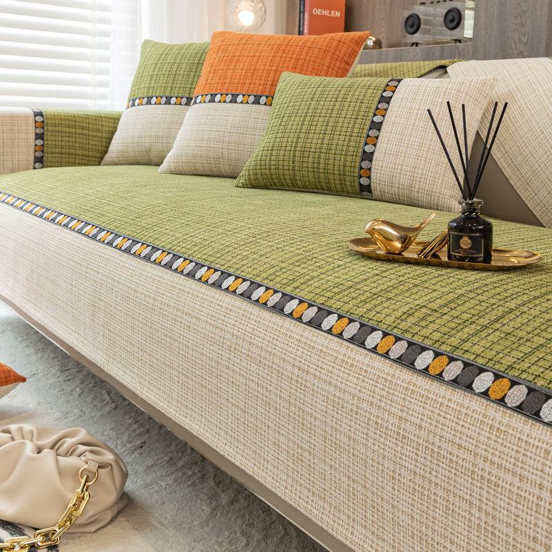 Nordic Embroidery Chenille Sofa Cushion Knitting Sofa Cover Towel For Living Roon Decoration Splicing Non-slip Couch Cover 1pcs