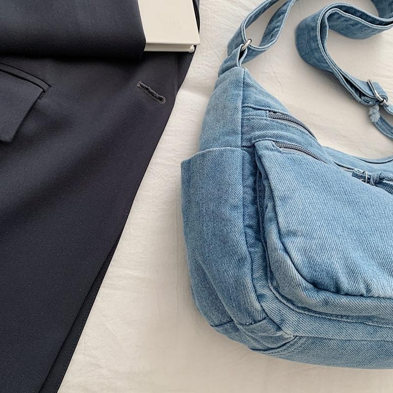 Denim Bag Women's Large Capacity Shoulder Bag Multi-Pocket Commuter Crossbody Bag