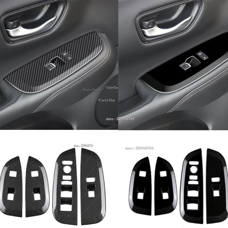 RHD For Honda ZR-V ZR V ZRV ABS Carbon Fiber Interior Armrest Window Lift glass rise control Switch Cover Trim Frame C