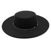 Unisex Top Hat 10Cm Big Eaves Travel Photography Felt Flat Top Hat Flat Top Hat