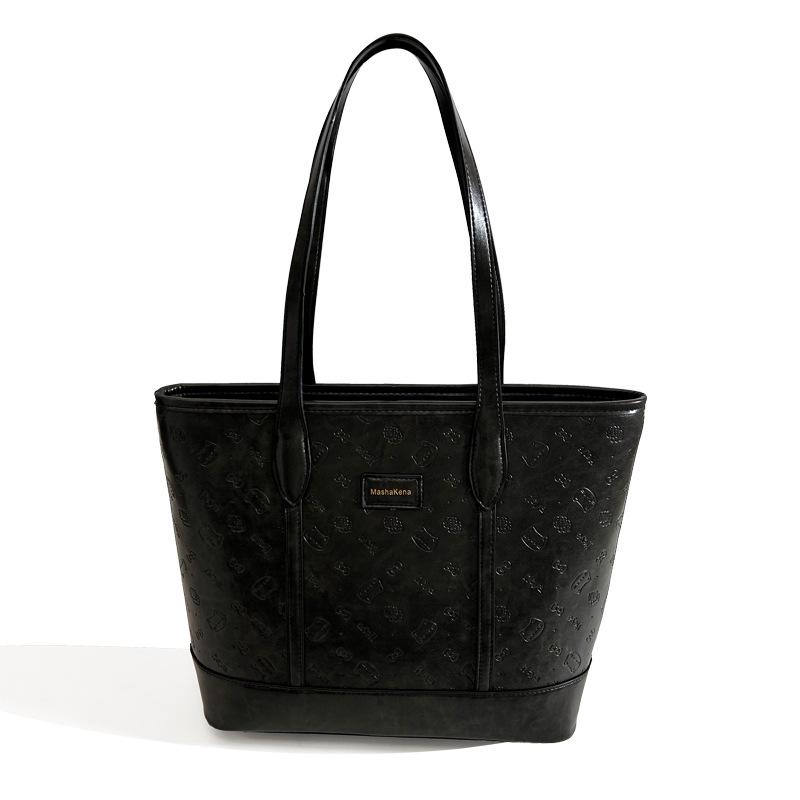 

2025 Женская Ретро Высококлассная Мода Сумка-тоут через плечо - Большая Вместимость, Универсальная Сумка для Поездок на Работу Without Pendant чёрный