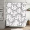 Modern Floral Dragonfly Bath Shower Curtain Set Decor Collection White Black with Rod Holders Included for Bathroom Decoration A