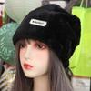 Coldproof Fleece Wool Skullies Korean Style Warm Wool Cap Solid Color Letter Pullover Hats  Female
