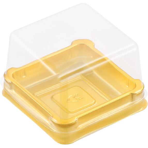 

UPKOCH 50 шт. Пластиковые квадратные коробки для лунных пирожных, Золотая упаковка для десертов, Контейнер для одного маффина, Маленький прозрачный пищевой, 2,16 x1,85 x1,57