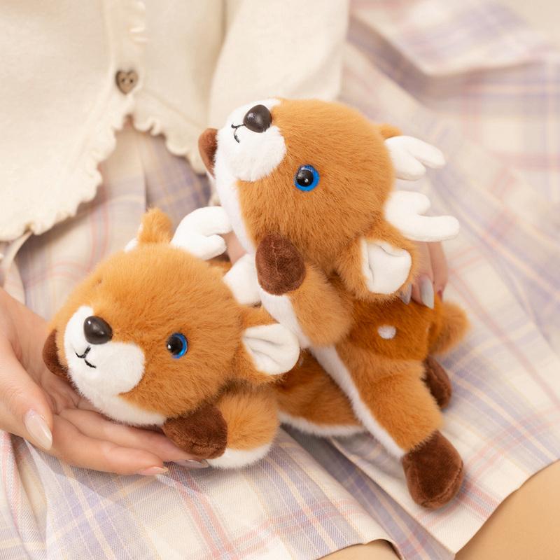 16cm Kawaii Plüsch Sika-Hirsch Puppe Cartoon Stofftier Süßes Liegendes Tier Spielzeug für Kinder Schreibtisch Dekoration Weihnachten Geburtstag Geschenk