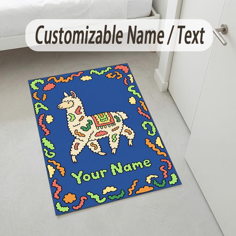 Lions Majesty Theme Soft Crystal Velvet Rug Custom Name & Text Print Non Slip Floor Rug for Bedroom Living Room