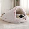 Winter Warm Plush Cat Bed Semi-Enclosed Pet House Cozy Dog Bed for Indoor Shelter