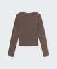 MUSINSA STANDARD WOMAN Women'S Pigment Ribbed Slim Crew Neck Long Sleeve T-Shirt [Brown]