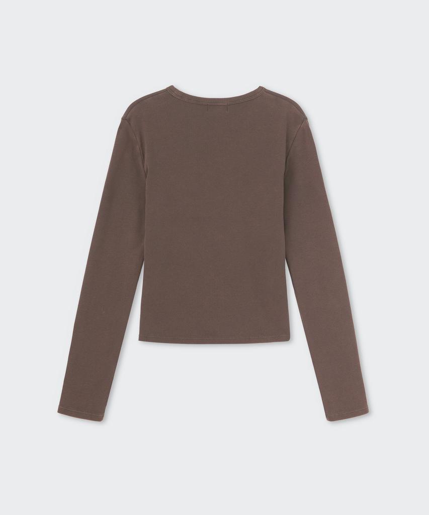 MUSINSA STANDARD WOMAN Women'S Pigment Ribbed Slim Crew Neck Long Sleeve T-Shirt [Brown]