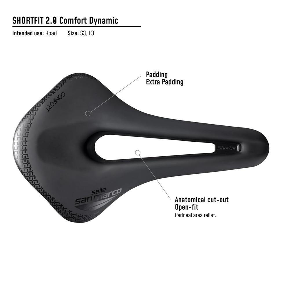 Selle San Marco ShortFit Comfort Open Dynamic Wide Bicycle Size Wide L3 W 155 x L 255 mm 2.0 Saddle, - (291MW701)