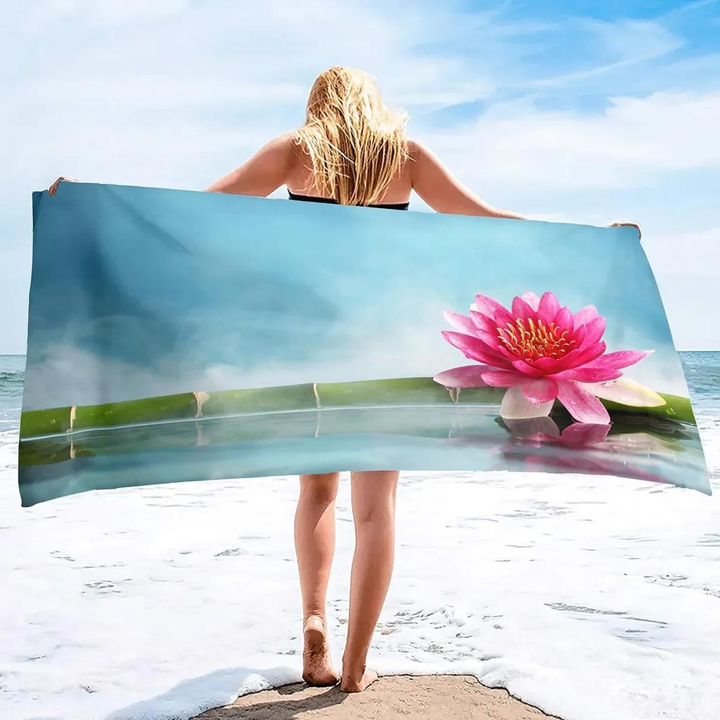 Lotus Flower Ultra Soft Beach Towel,Highly Absorbent Pool Towels,Quick Dry Beach Towel Sand Free Beach Towel Oversized Towels
