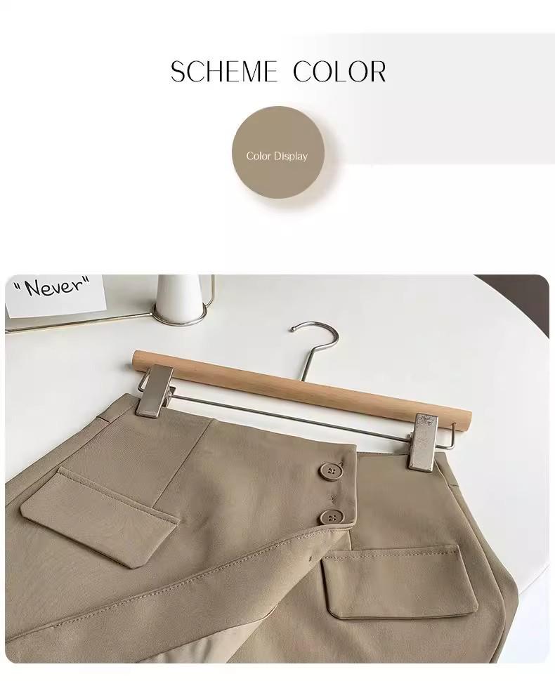 2025 Irregular High-Waisted Slimming A-Line Shorts Skirt with Button Detail - Women's Wide-Leg Pants