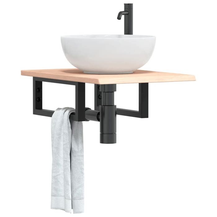 VidaXL Étagère de vasque murale acier et bois de chêne massif 3302537