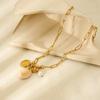 Ins Ocean Wind Conch Shell Imitation Pearl Pendant Necklace Spring Buckle Plated 18k Gold Stainless Steel Jewelry Women