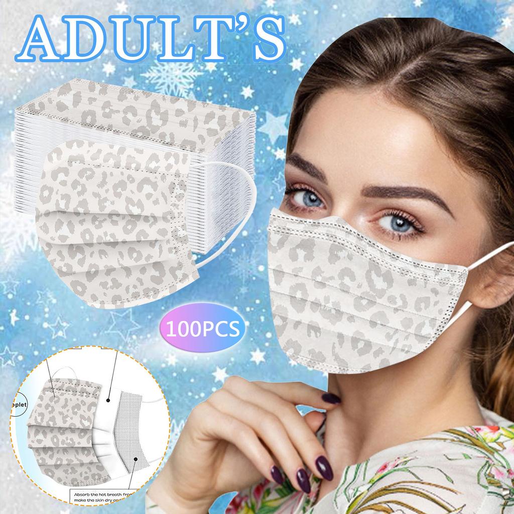 Voksen Tre-lags Engangs Støvtett Beskyttende Leopardmønstret Maske