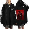 Graphic Print Loose Fit Zip Up Hoodie for Casual Streetwear