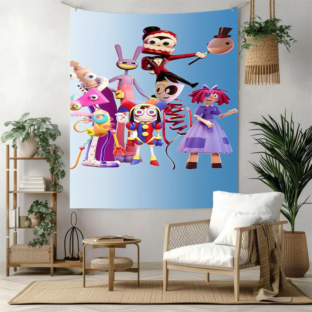 Digital Circus Wall Decor Tapestry Art For Pet Memorial Birthdaywedding Party Backdrop Family Gift