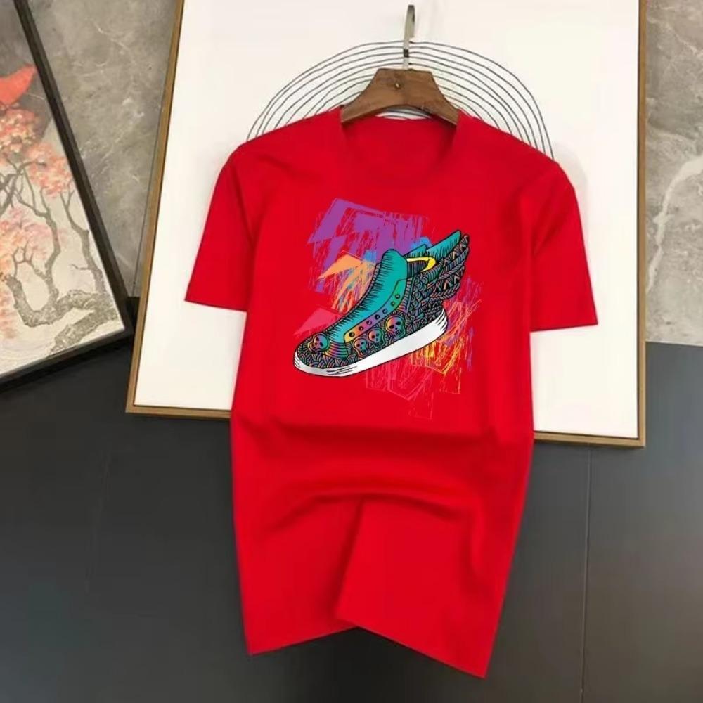 Pánské tričko s potiskem tenisek, značkové bavlněné tričko Harajuku, ležérní kvalitní trička s krátkým rukávem, vintage styl, velká velikost