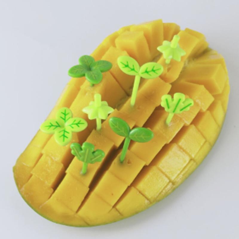 8pcs Fruit Fork Children Toothpick Food Prod Leaves Plastic Decoration Lunch Box Accessory Small Salad Tiny Fork Mini Cake Fork