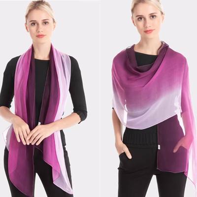 Gradient Color Simulation Silk Scarf Women's Chiffon Hijab Scarves Long Gauze Lightweight Neck Scarf Georgette Shawl Hijab