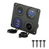 Car Charger 12V USB Panel Socket 4 in 1 Dual USB Charger with Rocker Switch Car Cigarette Lighter Digital Voltmeter for Car RV
